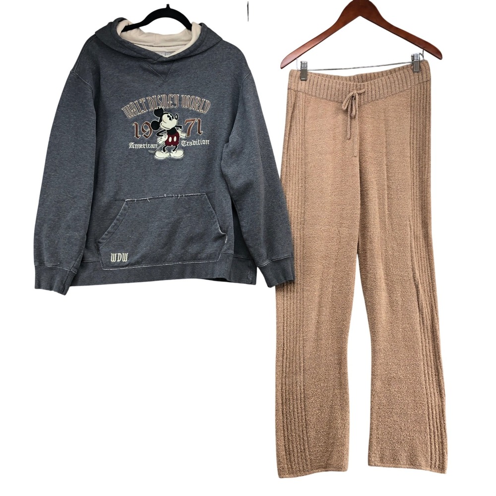 Disney Spiritual Gangster Hoodie Pants Set Womens Large y2k Mickey Mouse